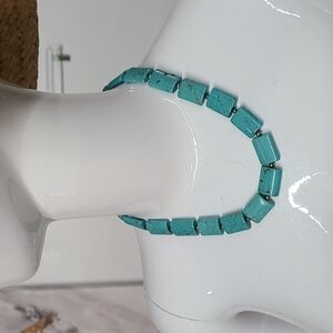 Turquoise Rectangular Bead Necklace